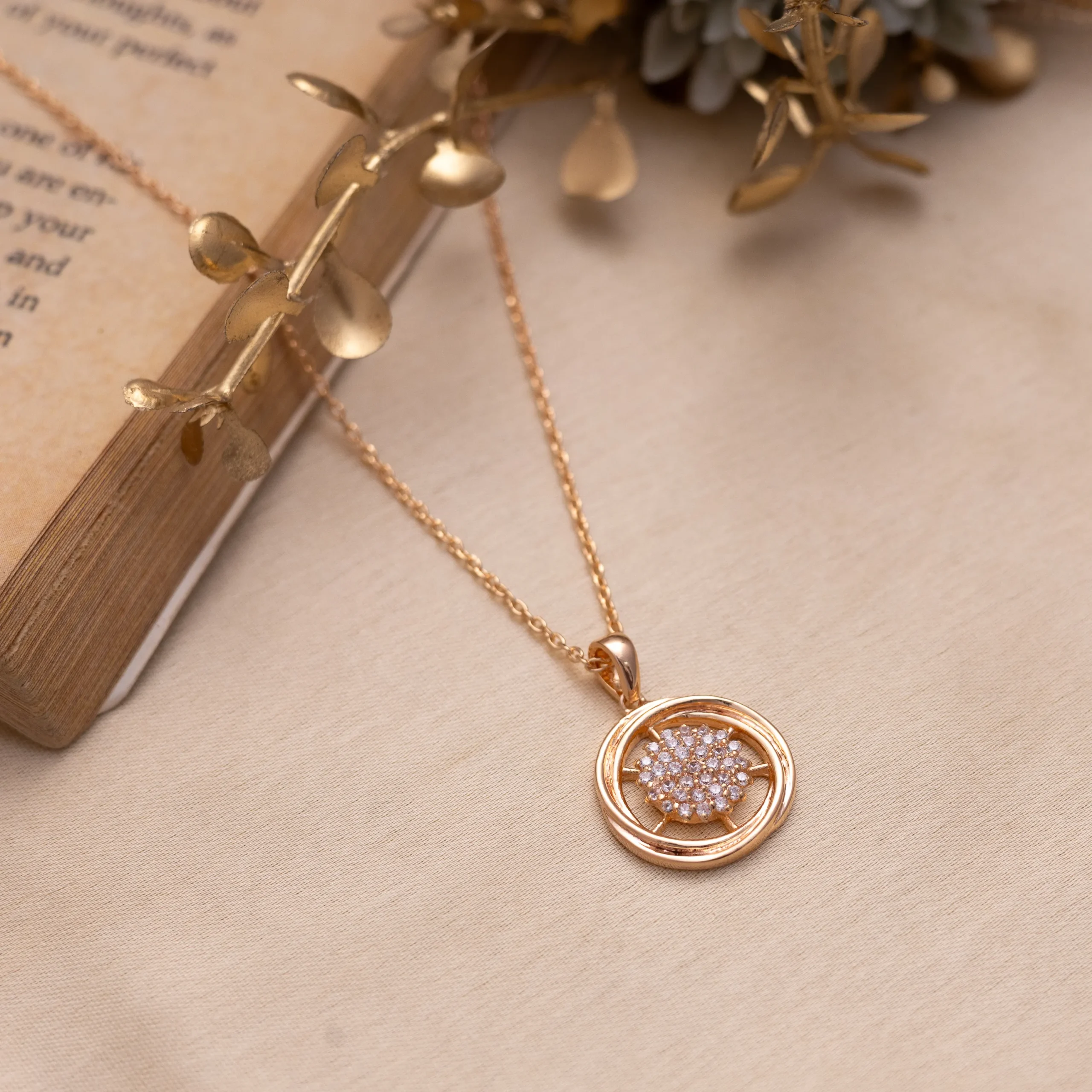 Radiant Halo Rose Gold Pendant