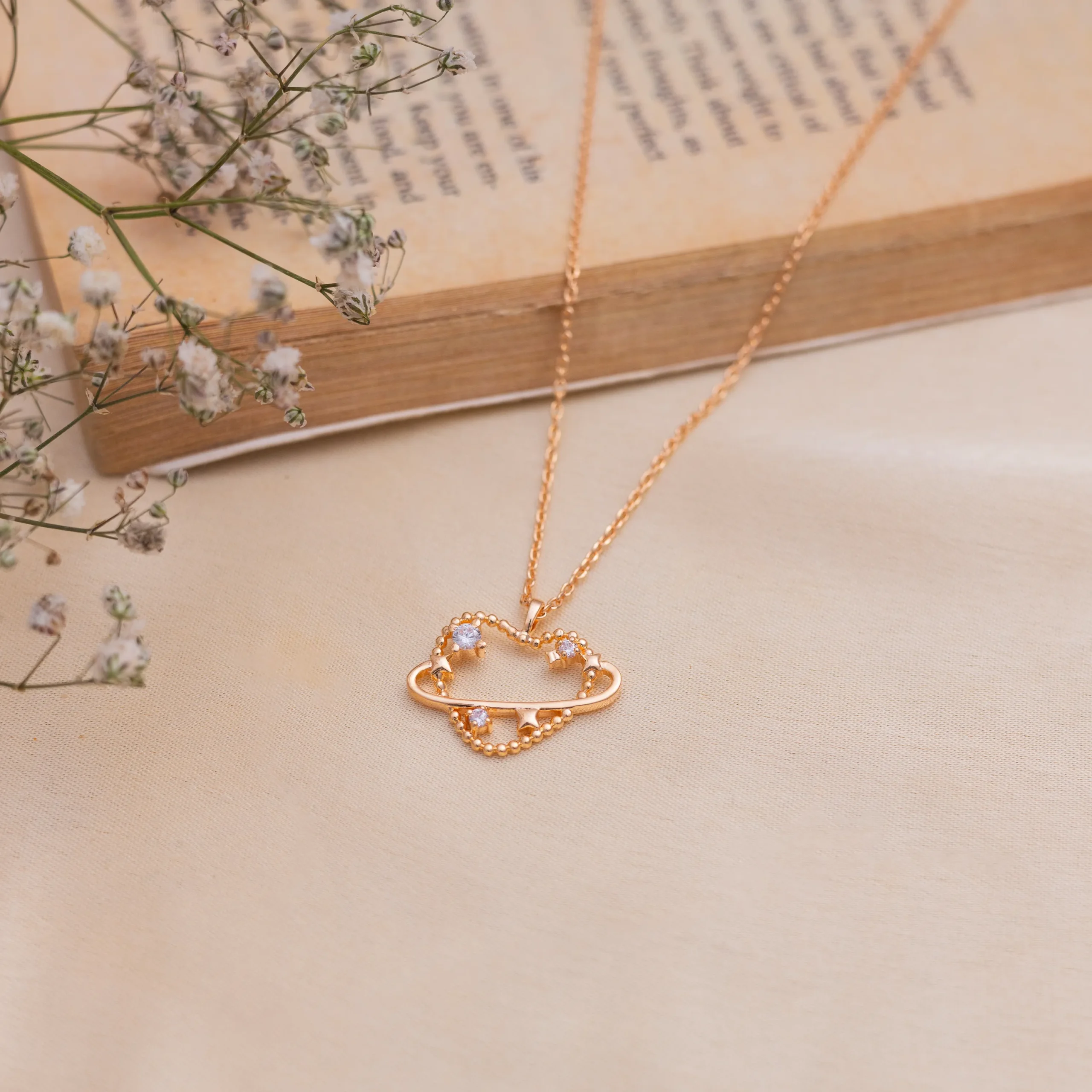 Celestial Heart Rose Gold Necklace