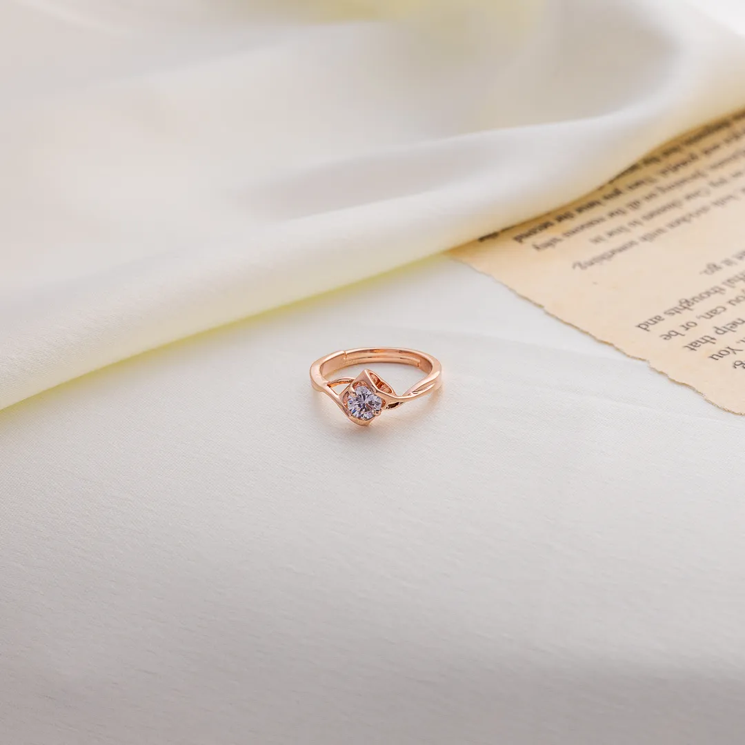 Rose Glint Solitaire Wrap Ring