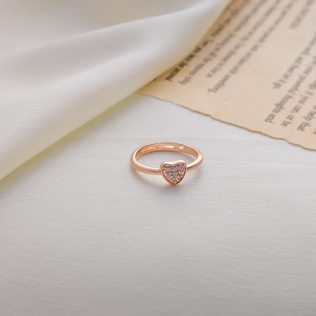 Sparkling Heart Charm Ring