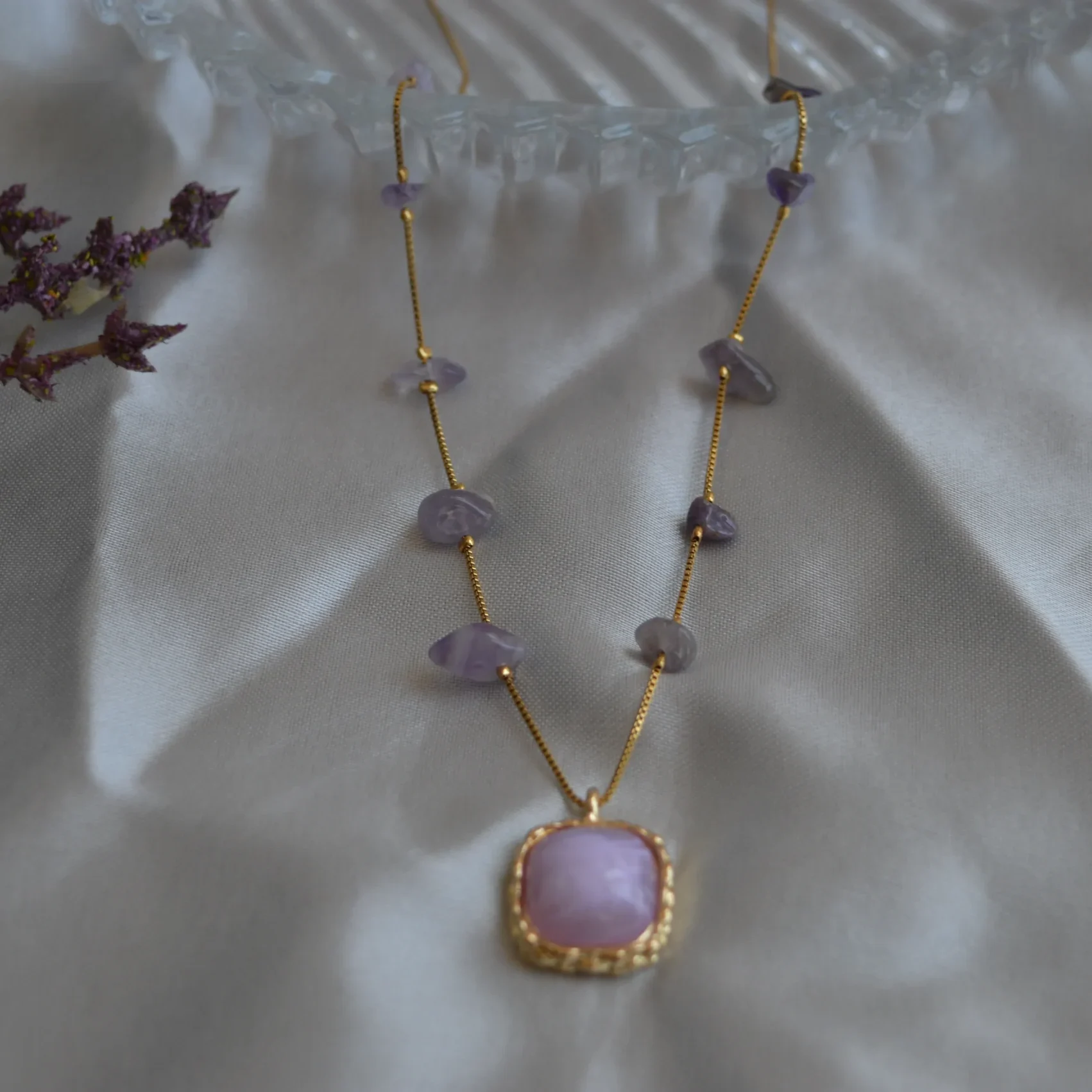 Blush Stone Charm Necklace