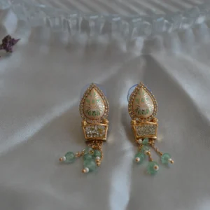 Mint Meenakari Dewdrop Danglers