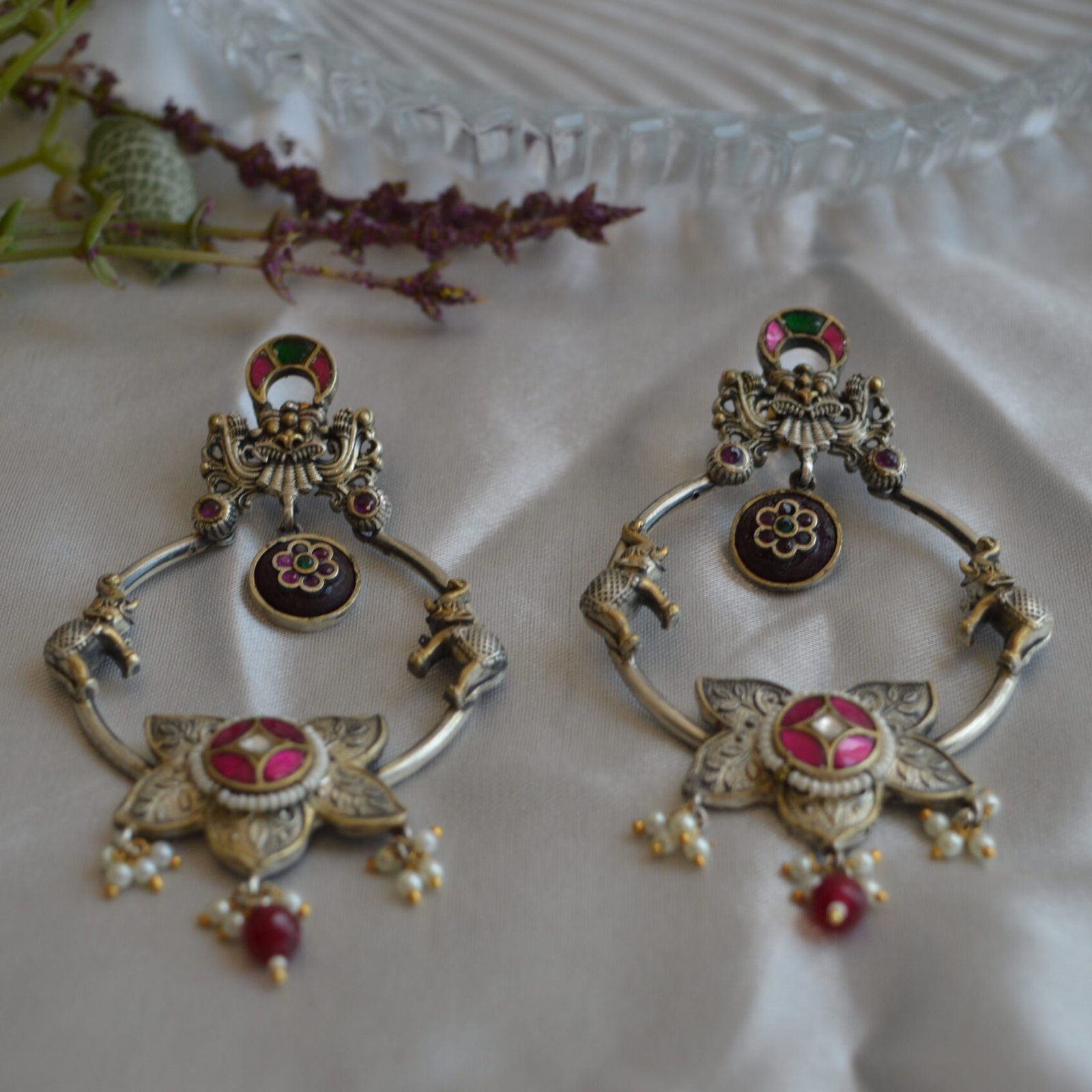 Royal Lotus Crest Hoop Earrings