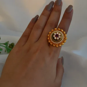 Rajmala Floral Kundan Ring