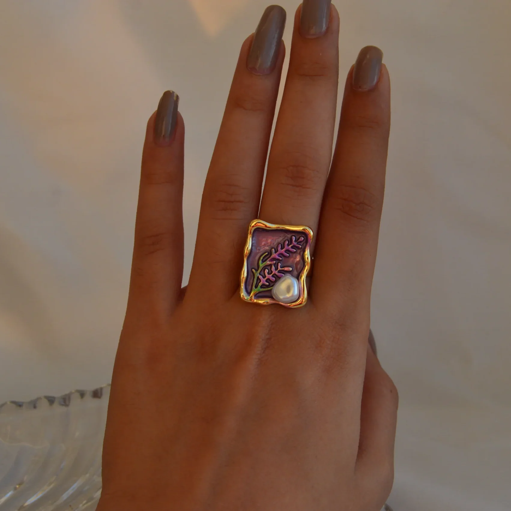 Lavender Garden Pearl Ring