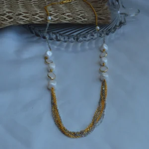 Golden Weave Pearl Harmony Necklace