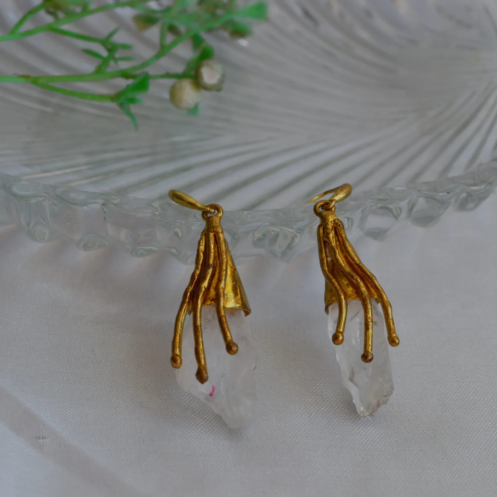 Golden Drip Crystal Danglers