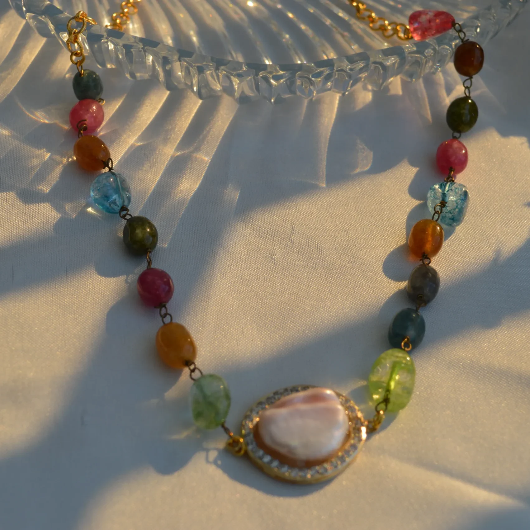 Rainbow Aura Shell Necklace