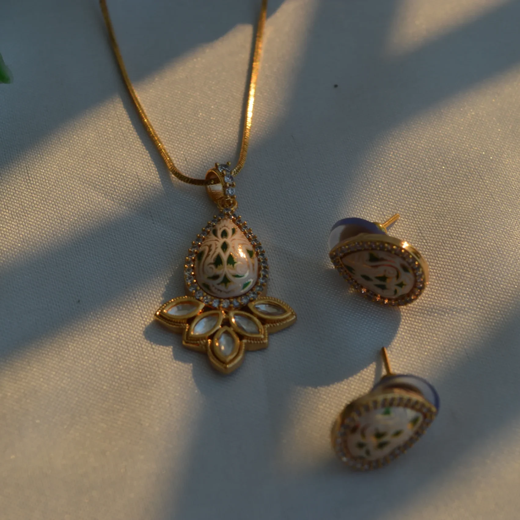 Golden Lotus Dewdrop Pendant