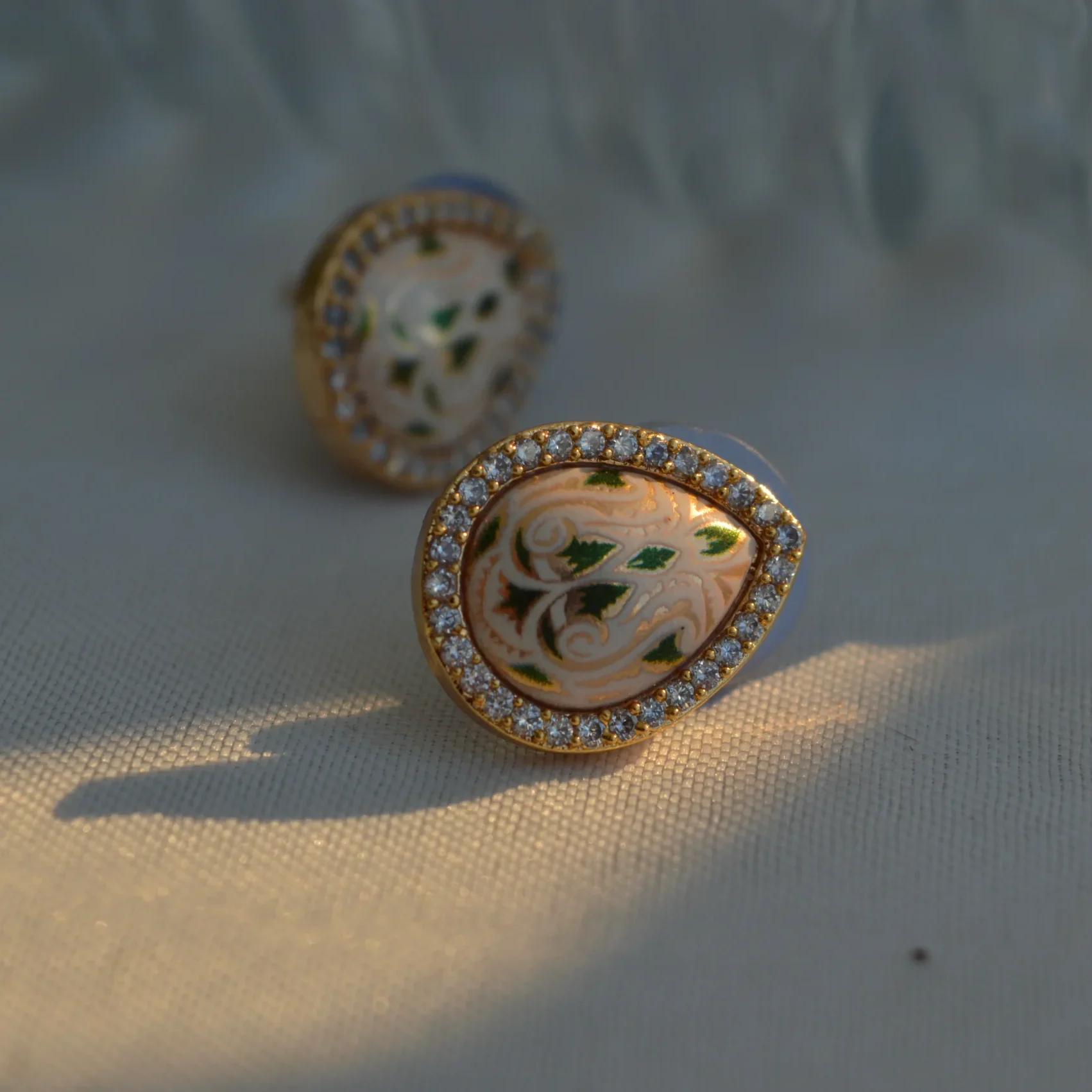 Ivory Meenakari Teardrop Studs