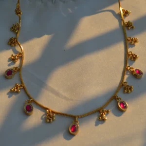 Ruby Blossom Charm Necklace