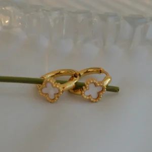 Ivory Clover Mini Hoops