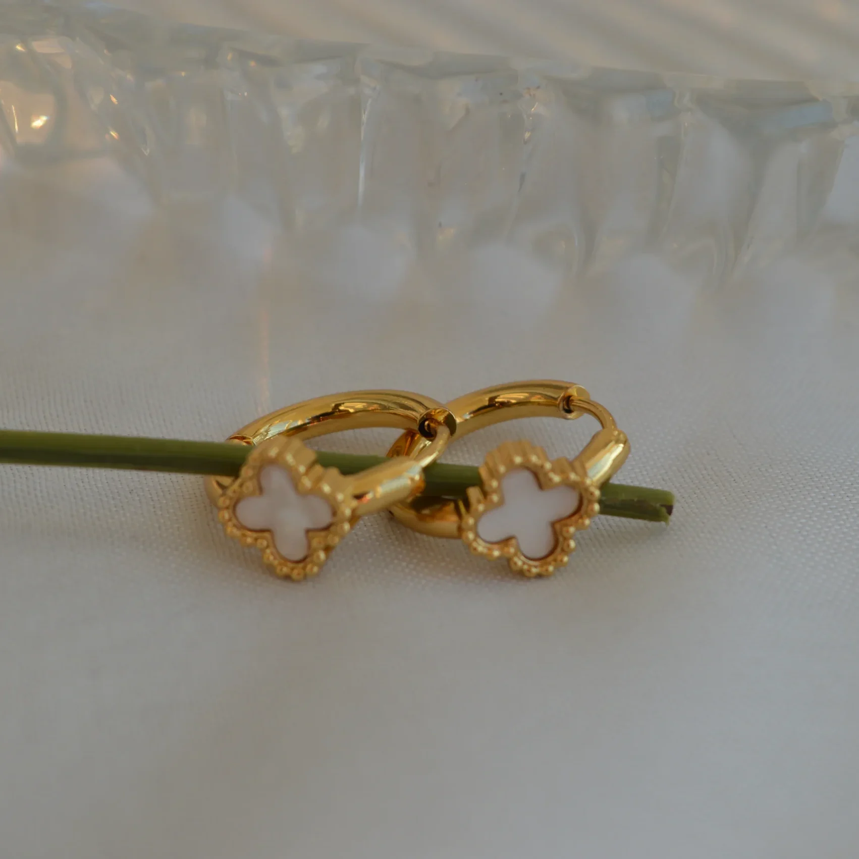 Ivory Clover Mini Hoops