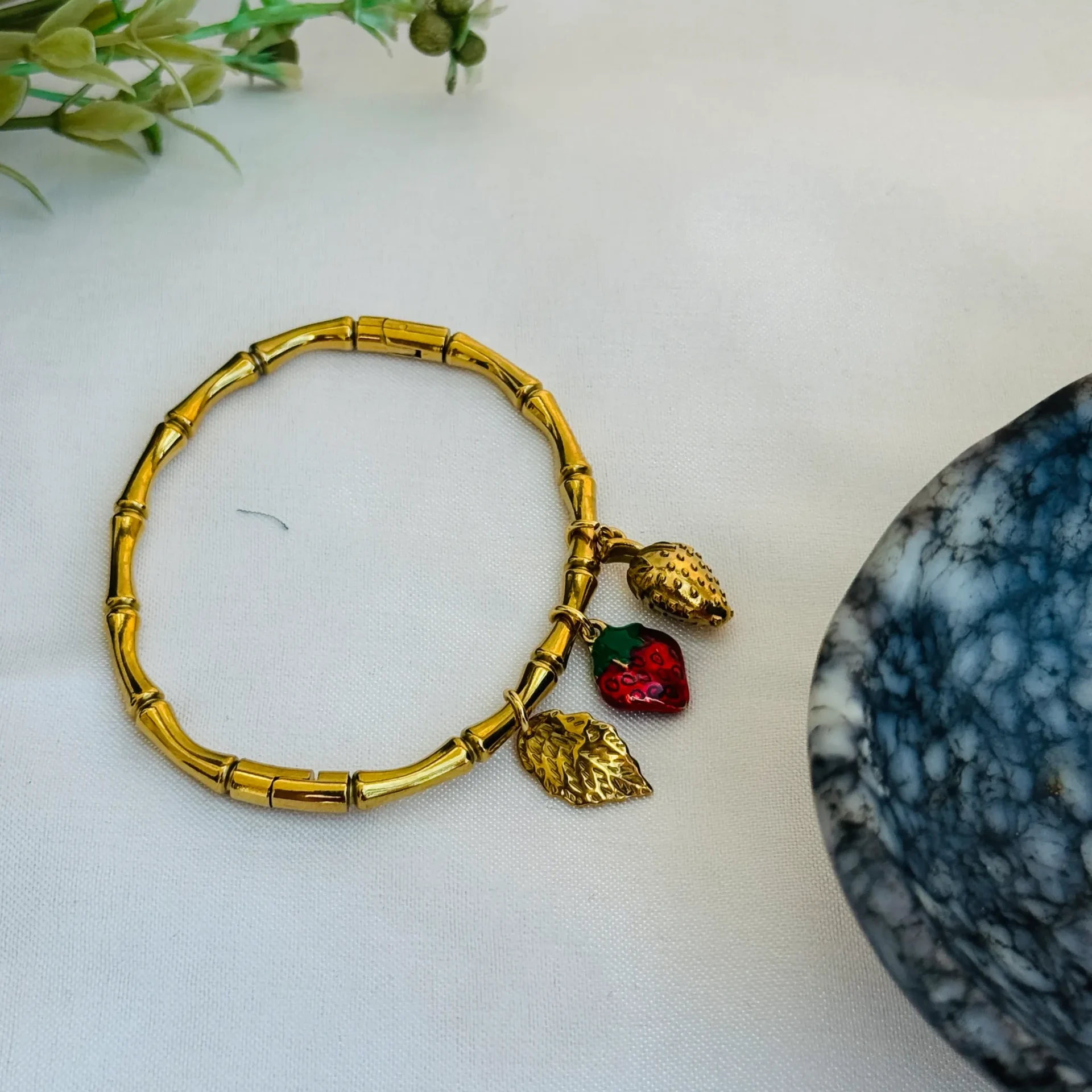 Swarna Leaf & Berry Charm Bracelet