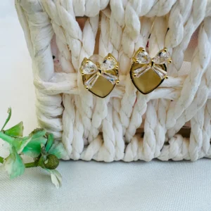 Golden Petal Bow Studs