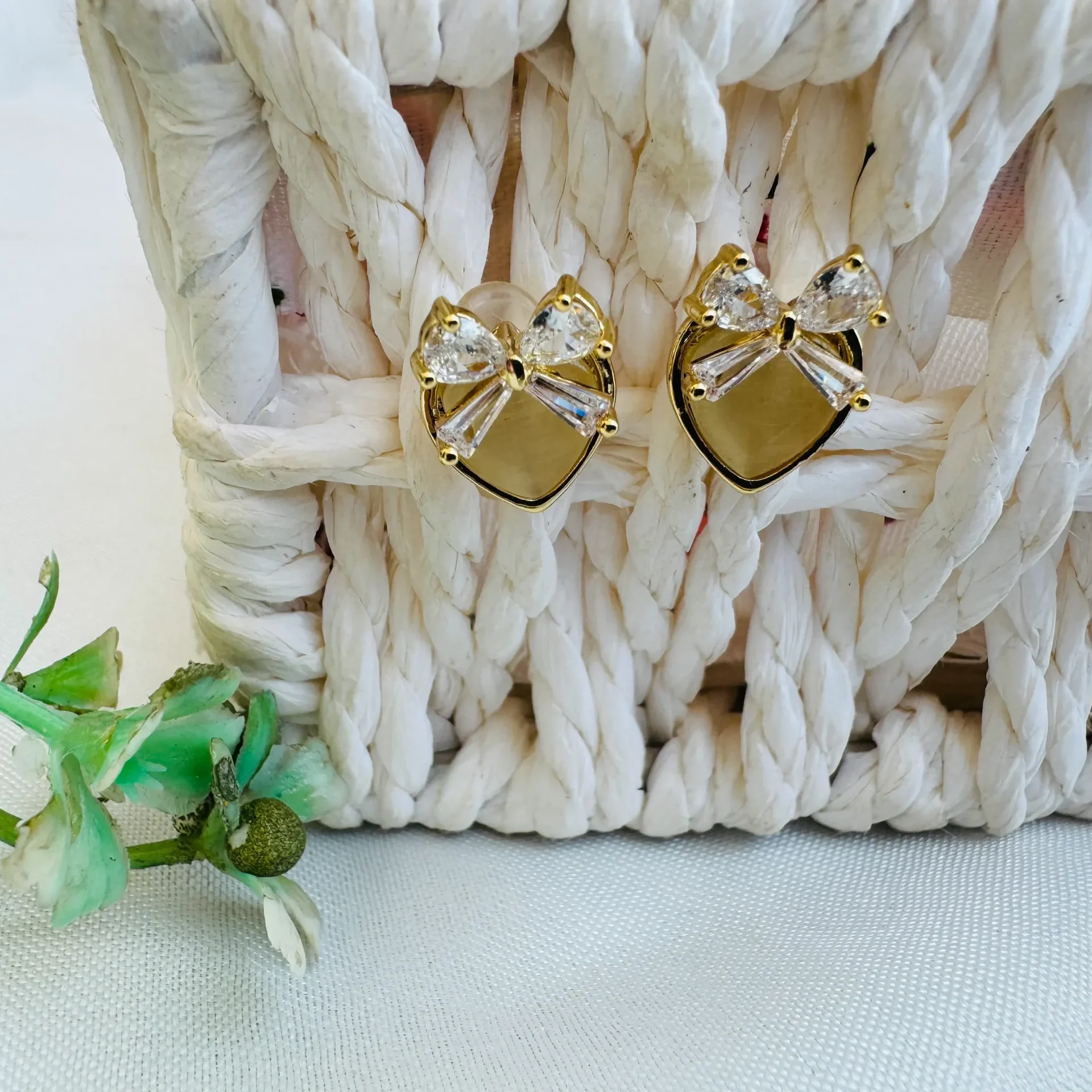 Golden Petal Bow Studs