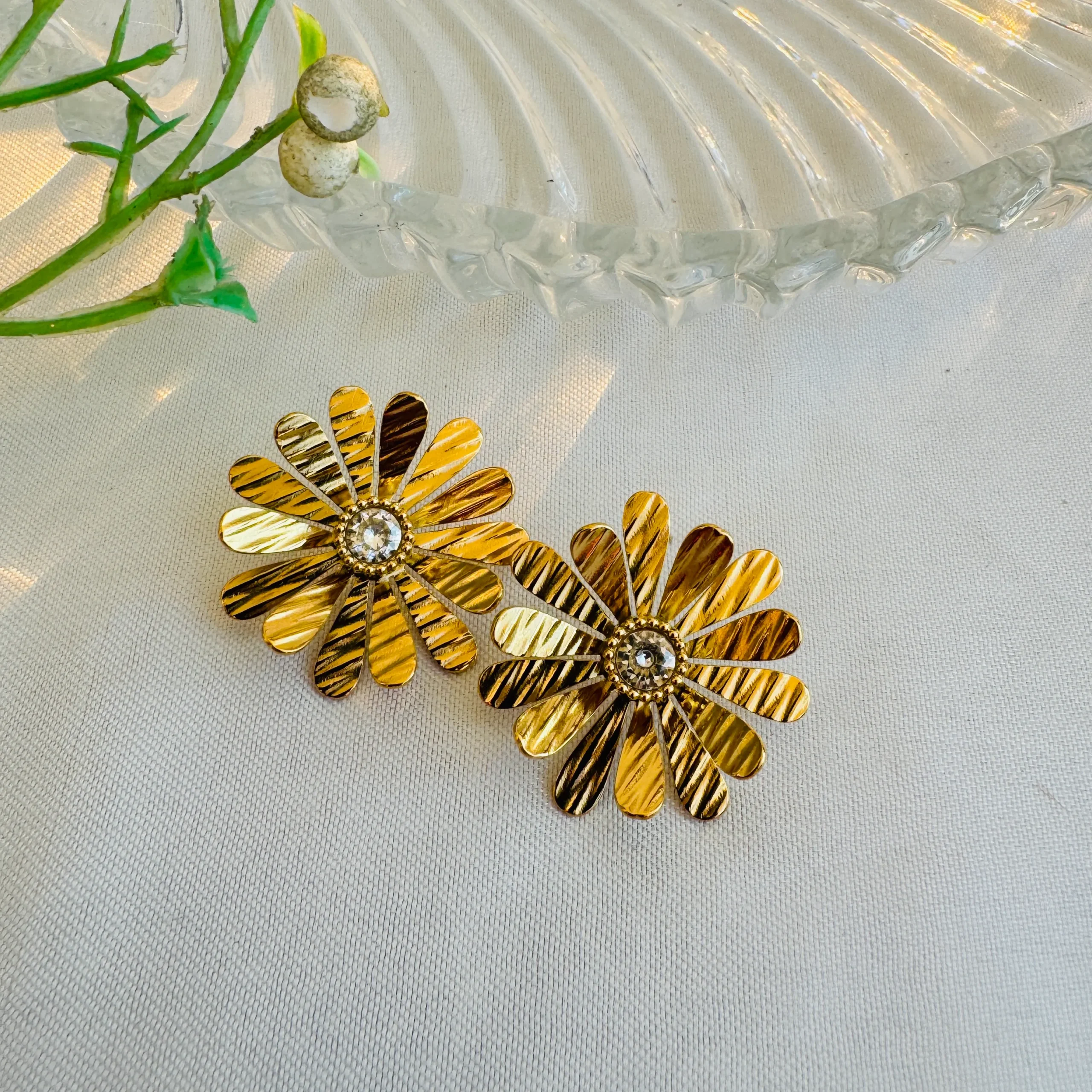 Golden Bloom Statement Studs