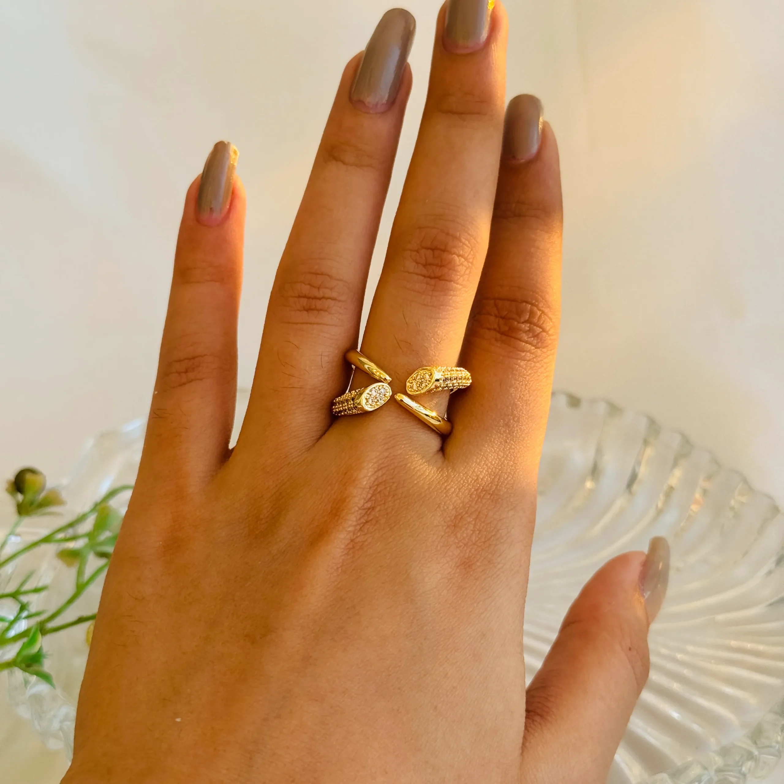 Golden Twist Sparkle Ring