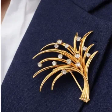 Golden Bloom Spray Brooch