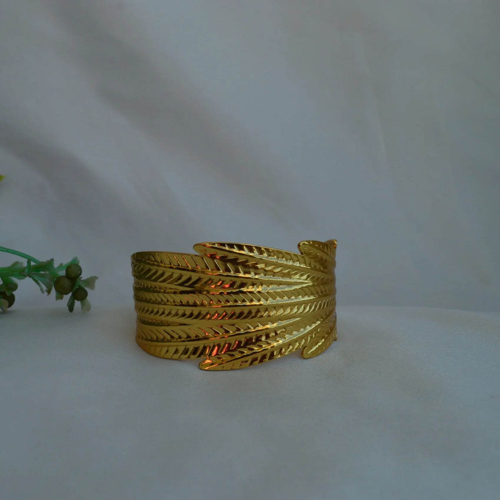 Golden Palm Whisper Cuff