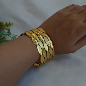 Golden Petal Weave Cuff