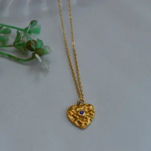 Golden Textured Heart Necklace
