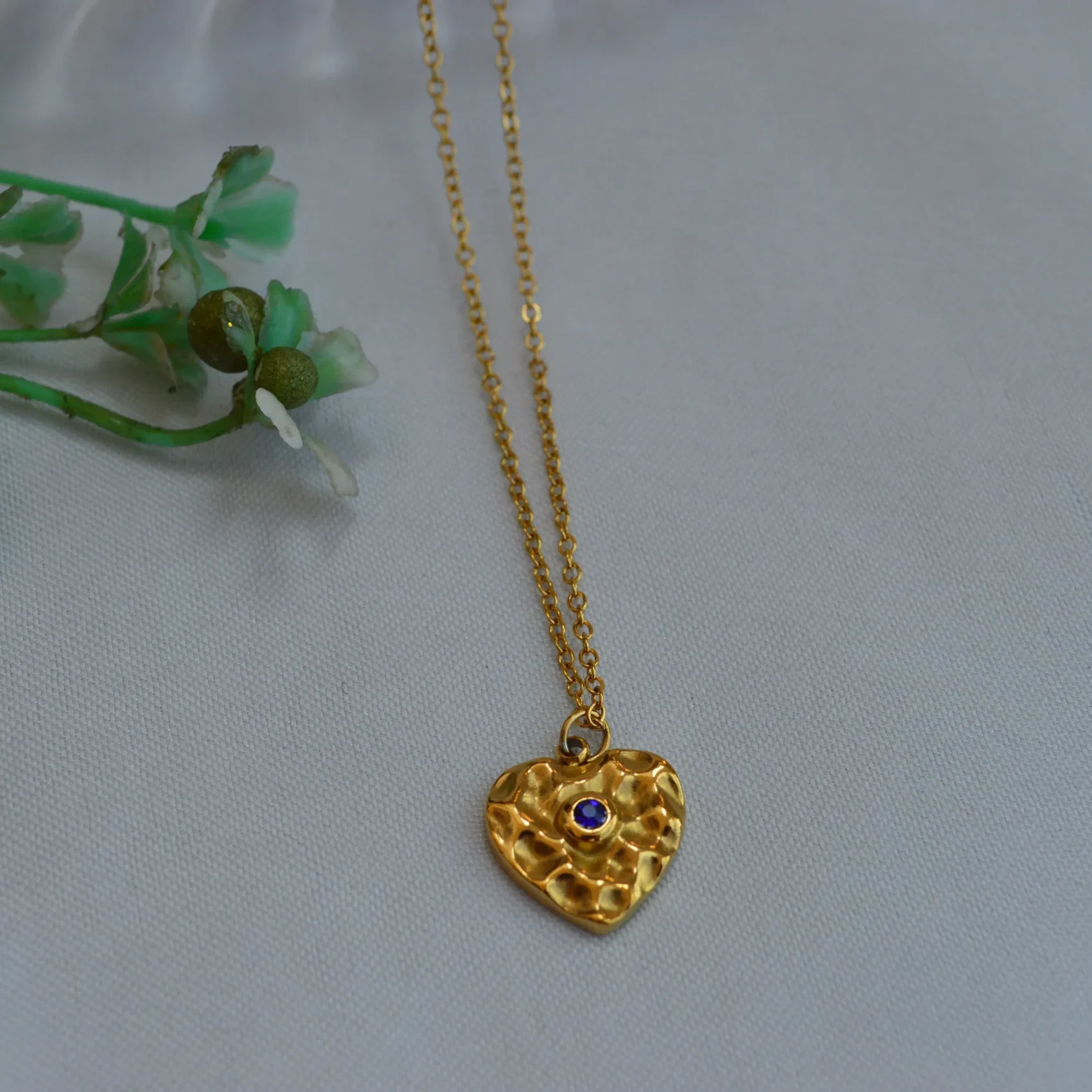 Golden Textured Heart Necklace