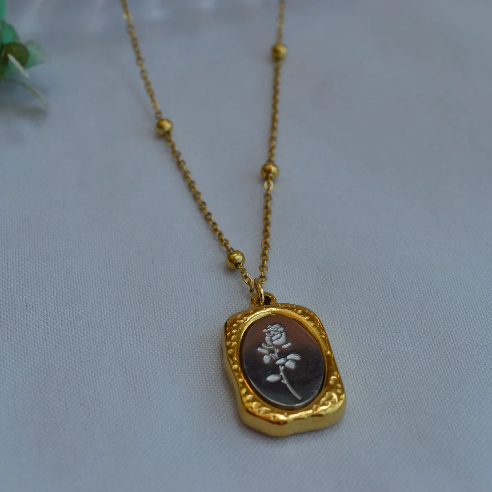 Vintage Rose Cameo Pendant
