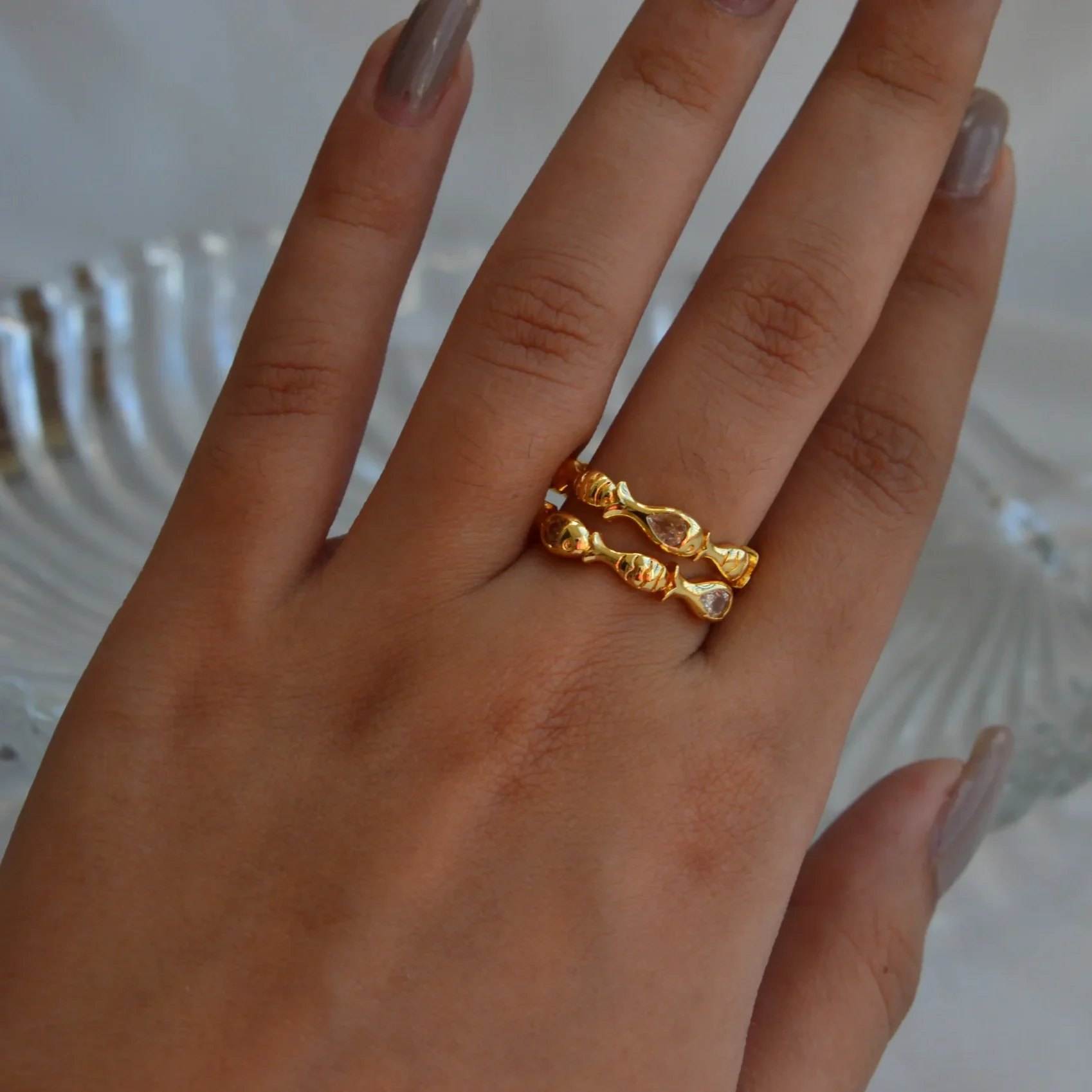 Golden Twist Stack Ring