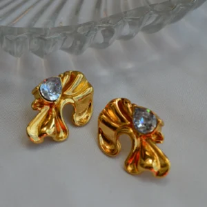 Golden Wave Crystal Studs