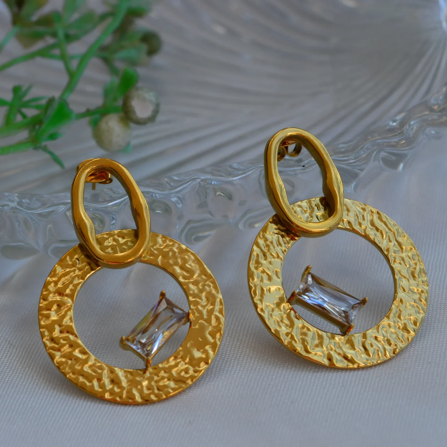 Golden Halo Crystal Earrings
