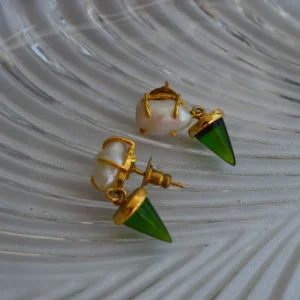 Emerald Spike Pearl Studs
