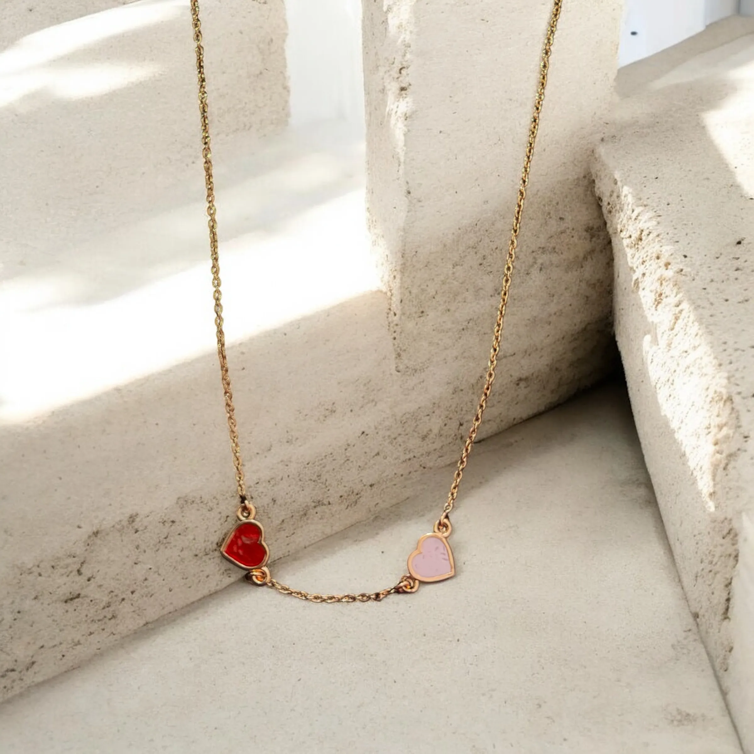 Twin Hearts Charm Necklace