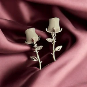 Silver Rose Stud Earrings
