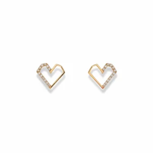 Golden Open Heart Stud Earrings