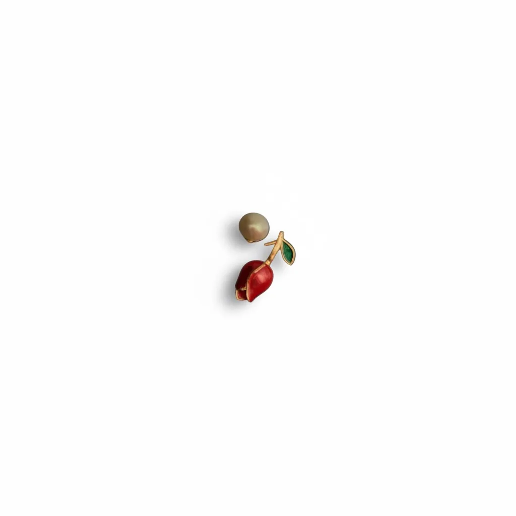 Scarlet Leaf Drop Stud Earrings
