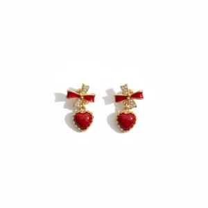 Ruby Star Heart Drop Earrings
