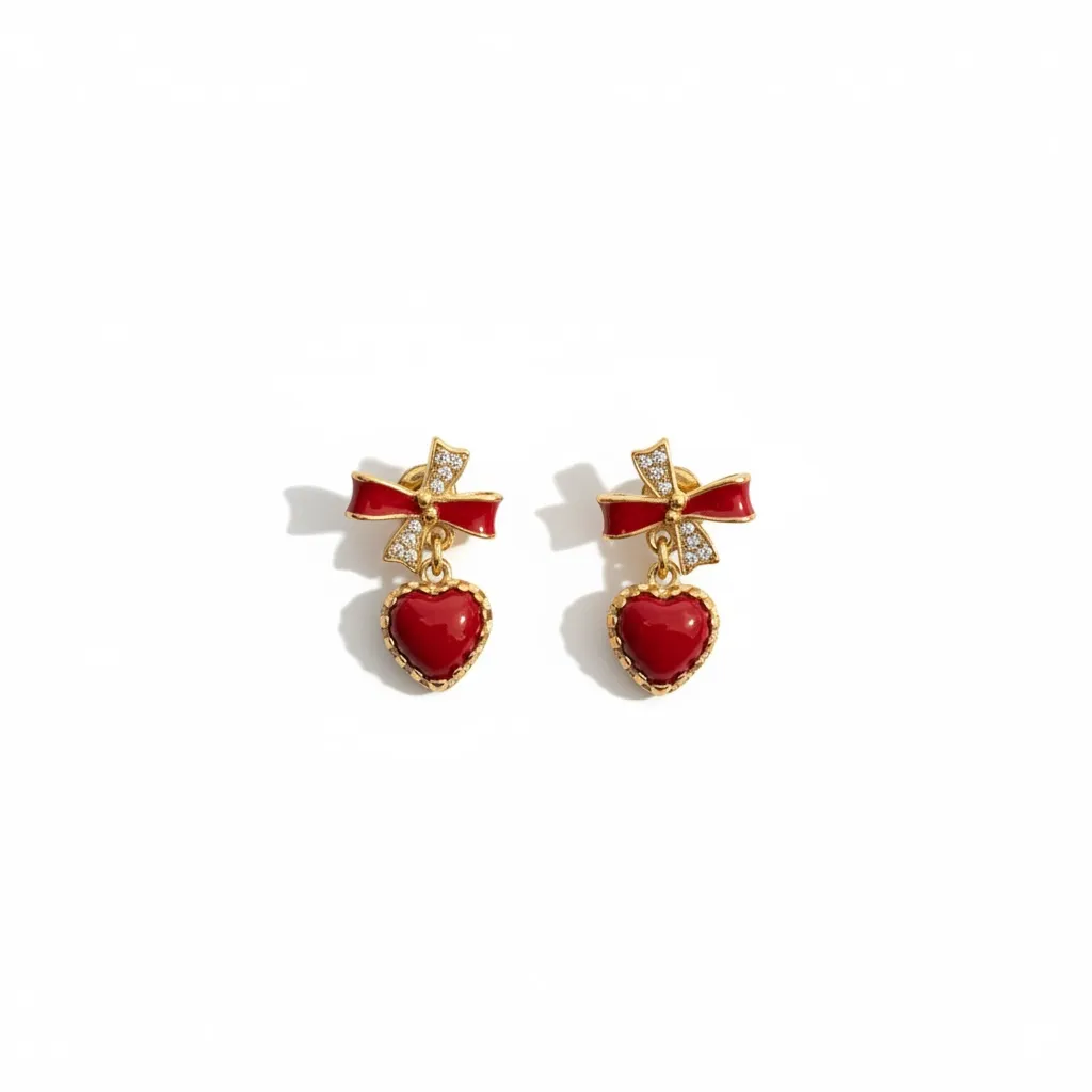 Ruby Star Heart Drop Earrings