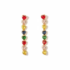Rainbow Heart Drop Earrings