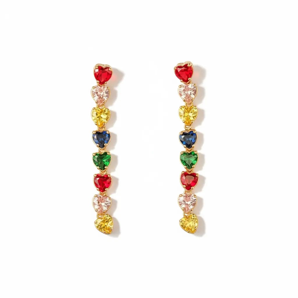 Rainbow Heart Drop Earrings