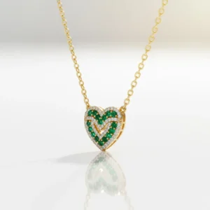 Emerald Love Heart Pendant Necklace