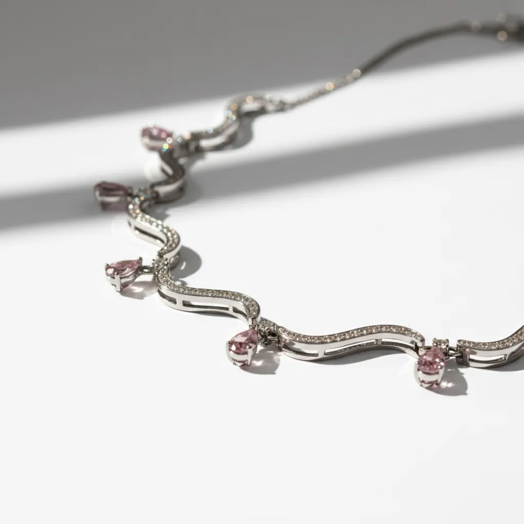 Silver Wave Pearl Necklace