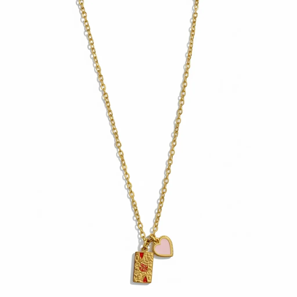 Golden Dual Cube Pendant Necklace