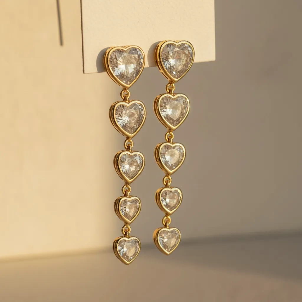 Amour Cascade Heart Drop Earrings