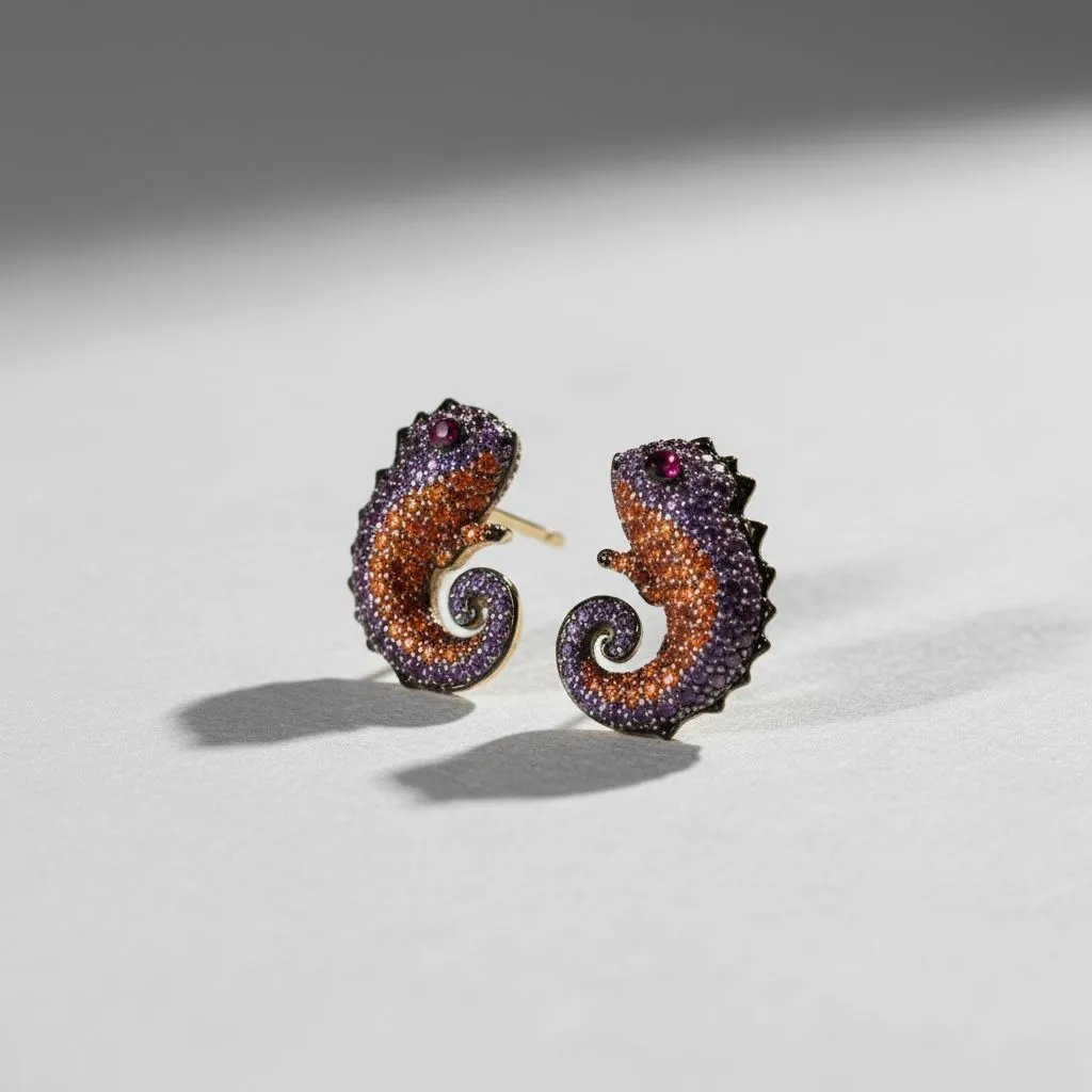 Twilight Seahorse Statement Stud Earrings