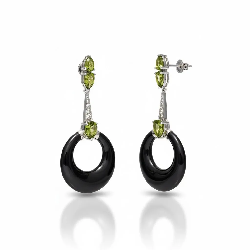 Olive Halo Drop Earrings