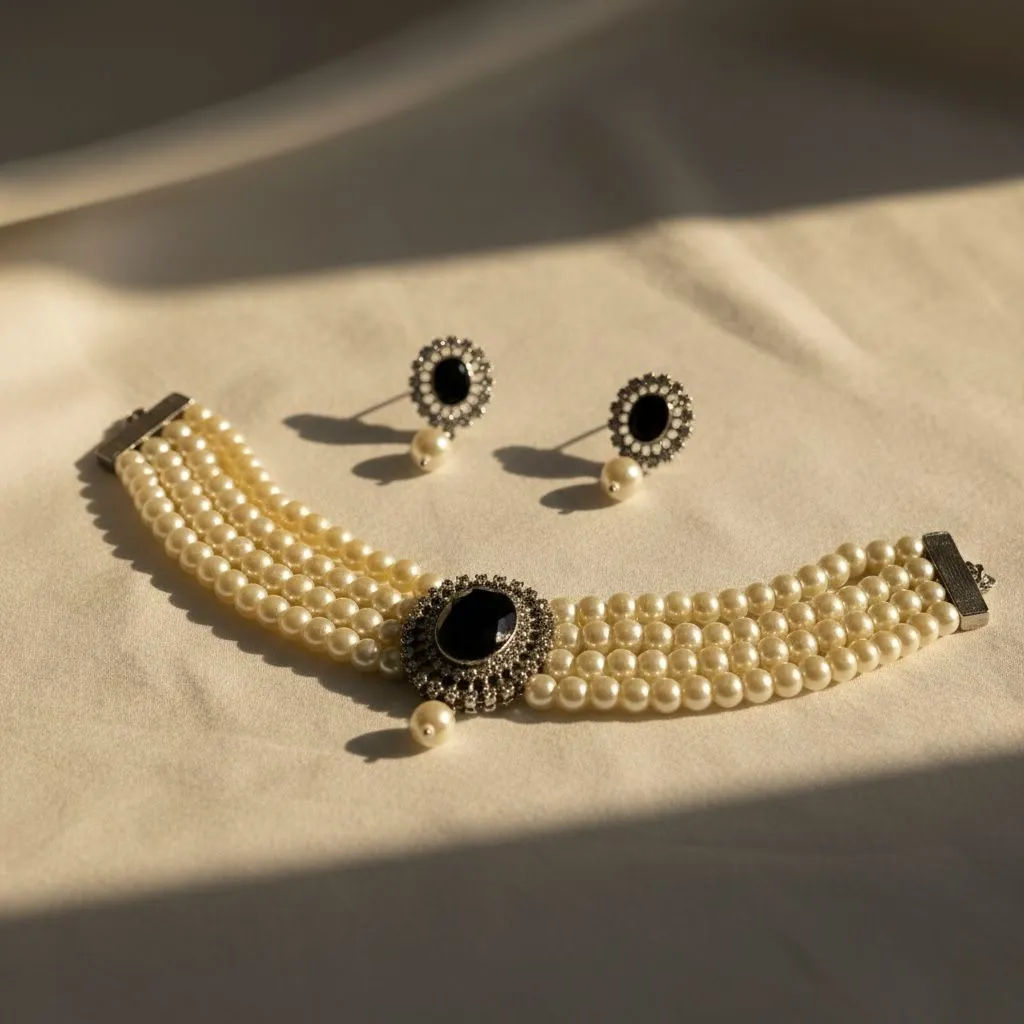 Midnight Pearl Elegance Necklace Set